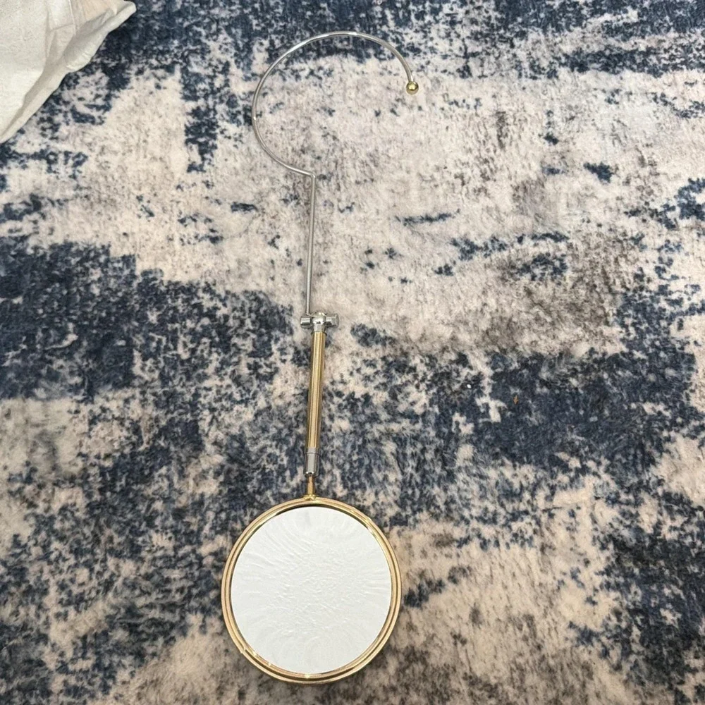 vtg rare mid century‎ French Brass Adjustable Hanging Table Magnifying Mirror